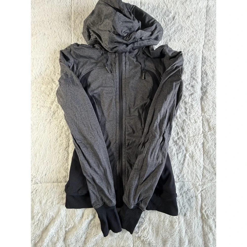 Lululemon Dance Studio Jacket Womens 4 Black Hooded Full Zip Thumbholes